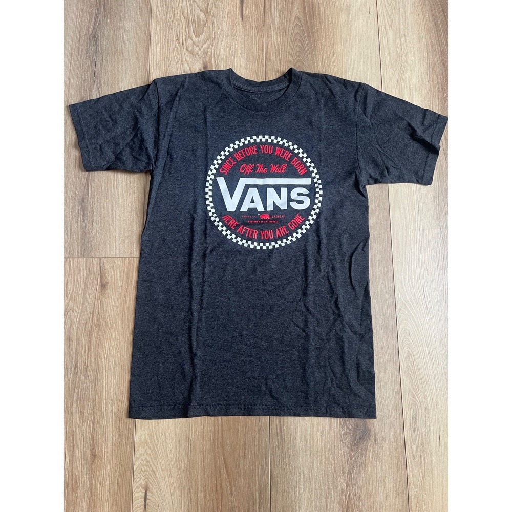 VANS Shirt Adult Womens Size Small Dark Gray w/ Decorative‎ Logo Off the Wall